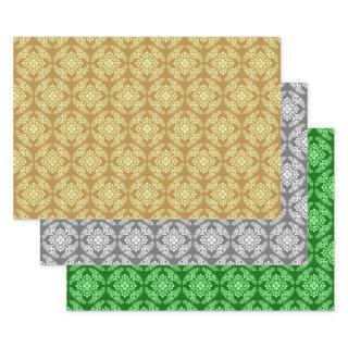 Japanese Medallion Pattern, Gold, Gray, Green  Sheets