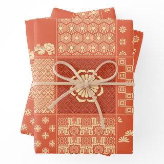 Japanese Mix Patchwork Coral  Sheets