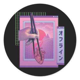 Japanese Offline Vaporwave Aesthetic Sad Heart Classic Round Sticker