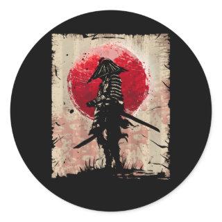 Japanese Samurai Fighter Classic Round Sticker