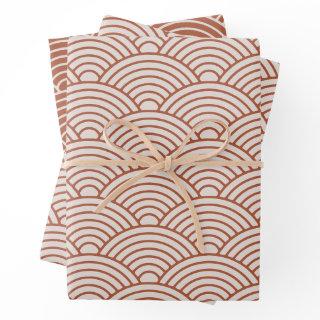 Japanese Seigaiha Wave | Boho Terracotta Brown  Sheets