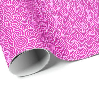 Japanese swirl pattern - fuchsia pink and white