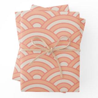 Japanese Waves Seigaiha Pattern Peach Fuzz   Sheets