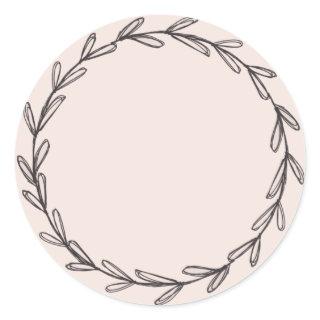 Jar/ Spice Blank Hand Drawn Wreath Blush Pink Classic Round Sticker