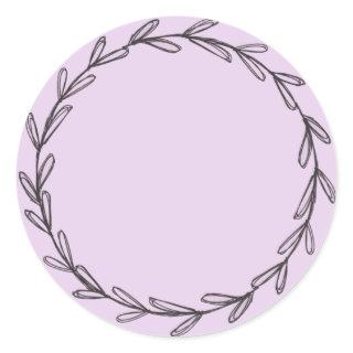 Jar/ Spice Blank Hand Drawn Wreath Purple Classic Round Sticker