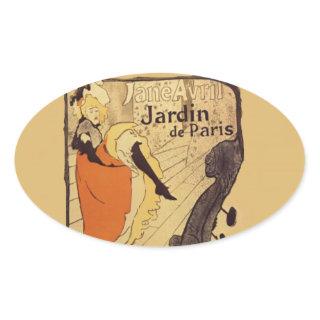 Jardin de Paris - Toulouse-Lautrec Oval Sticker