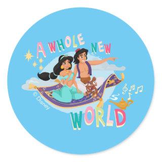 Jasmine & Aladdin Carpet Ride | A Whole New World Classic Round Sticker