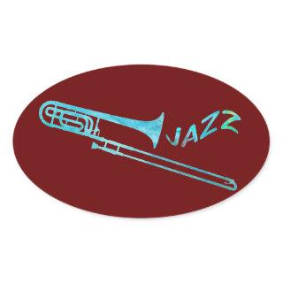 Jazz Trombone Oval Sticker