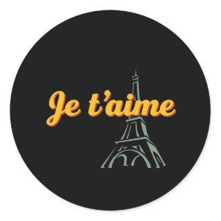 Je T'aime I Love You Vintage French Word Phrase Classic Round Sticker