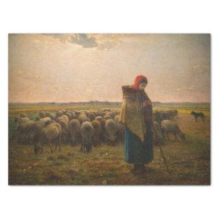 Jean-Francois Millet - Shepherdess and Flock 1863 Tissue Paper
