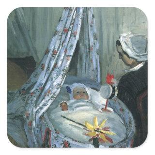 Jean Monet in His Cradle by Claude Monet Square Sticker