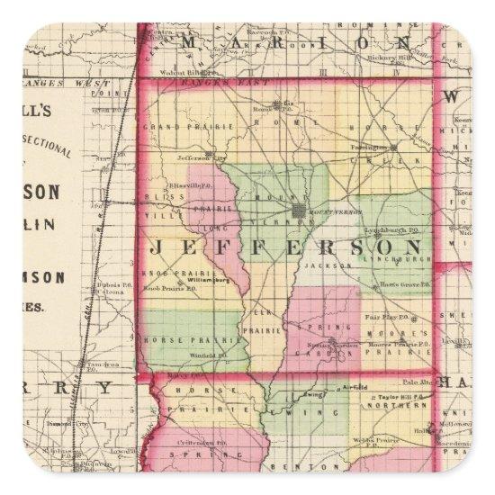 Jefferson, Franklin, Williamson counties Square Sticker