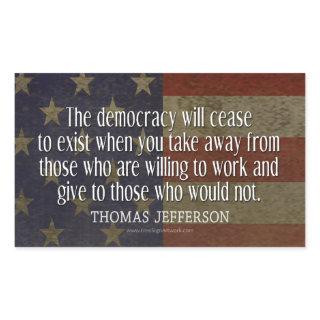 Jefferson Quote on Democracy Rectangular Sticker
