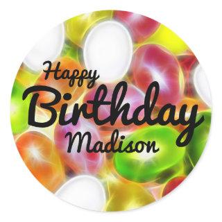 Jelly Bean Candy Personalized Happy Birthday Classic Round Sticker