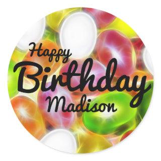 Jelly Bean Candy Personalized Happy Birthday Classic Round Sticker