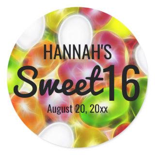 Jelly Bean Candy Sweet Sixteen Personalized Classic Round Sticker