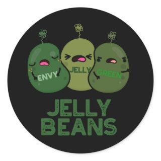 Jelly Beans Funny Jealous Candy Pun Dark BG Classic Round Sticker