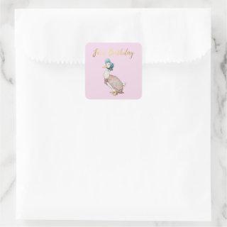 Jemima Puddle Duck "First Birthday" Text   Square Sticker