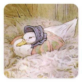 Jemima Puddle-Duck Hatching Her Eggs by Beatrix Po Square Sticker