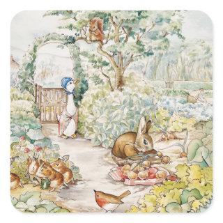 Jemima Puddle Duck in Mr Mc Gregor's Garden Square Sticker