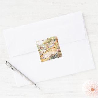 Jemima Puddle Duck taking a walk with Mr. Fox    Square Sticker