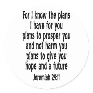 Jeremiah 29:11 classic round sticker