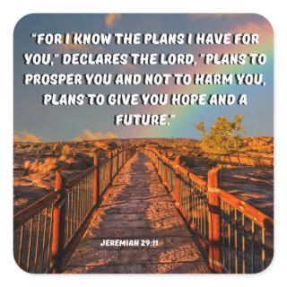 Jeremiah 29:11 I Know The Plans Bible Verse Square Sticker