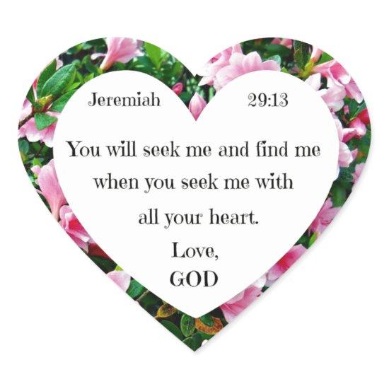Jeremiah 29:13 heart sticker