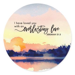 Jeremiah 31:3 I have loved you Bible Verse Classic Round Sticker