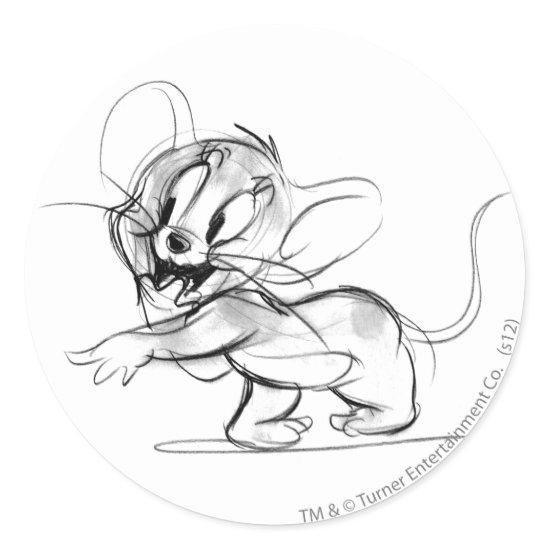 Jerry Bashful Sketch Classic Round Sticker