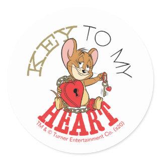Jerry Mouse "Key To My Heart" Valentine Classic Round Sticker