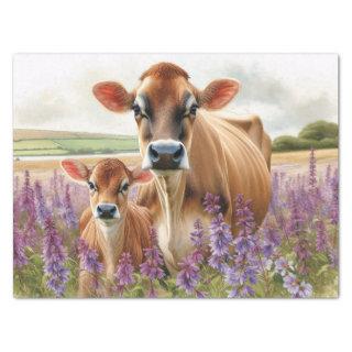 Jersey Cow and Calf Wildflower Decoupage Tissue Paper