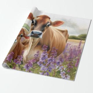 Jersey Cow and Calf Wildflower Decoupage