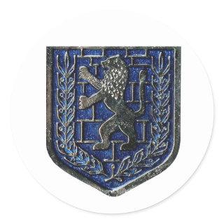 Jerusalem Crest Blue Classic Round Sticker