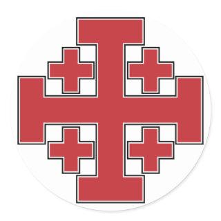 Jerusalem Cross Red Classic Round Sticker