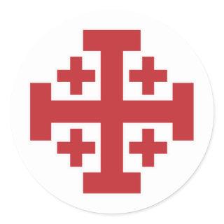 Jerusalem Cross simple red Classic Round Sticker