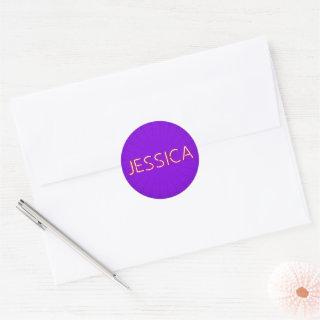 Jessica name in glowing neon lights classic round sticker