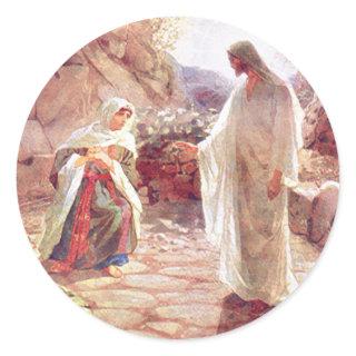 Jesus Appears To Mary Magdalene Classic Round Sticker