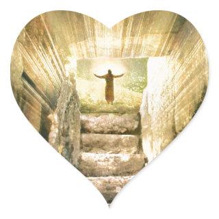 Jesus at Empty Tomb Easter Resurrection Heart Sticker