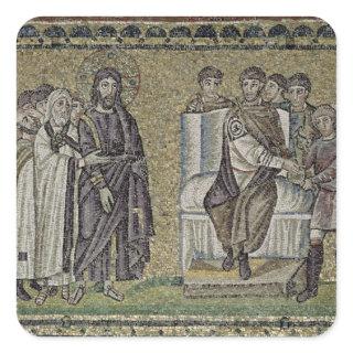 Jesus before Pontius Pilate Square Sticker
