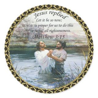 Jesus Christ Baptism image two Classic Round Sticker