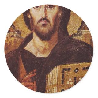 Jesus Christ Pantocrator Christian Icon Classic Round Sticker