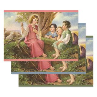 Jesus Christ Teaching Children, Vintage Religion  Sheets
