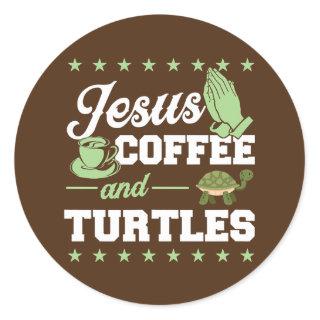 Jesus Coffee And Turtles Christian Turtle Lover  Classic Round Sticker