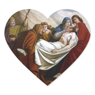 Jesus is Laid in the Tomb Stations of the Cross 14 Heart Sticker