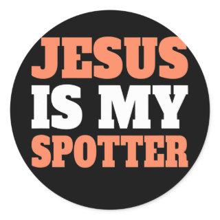 Jesus Is My Spotter Christian Gym Workout Funny Classic Round Sticker