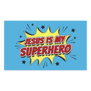 Jesus is My Superhero Kids & Adult Christian Faith Rectangular Sticker