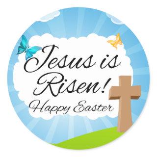 Jesus is Risen, Christian Easter Classic Round Sticker