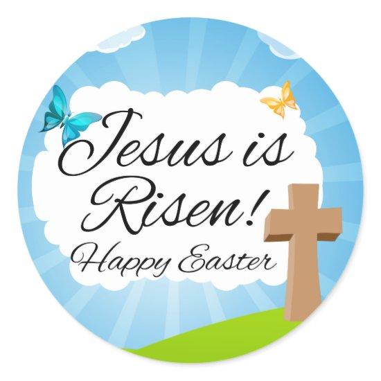 Jesus is Risen, Christian Easter Classic Round Sticker