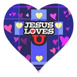 JESUS LOVES YOU HEART STICKER